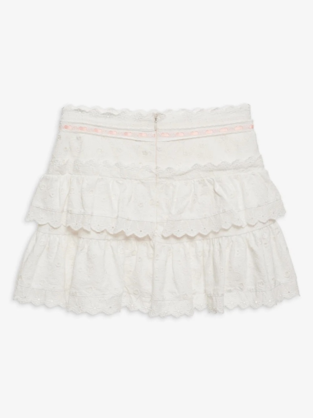 For Love & Lemons Summer Swirl Eyelet Mini Skirt / XS / White / NWT - Picture 3 of 11